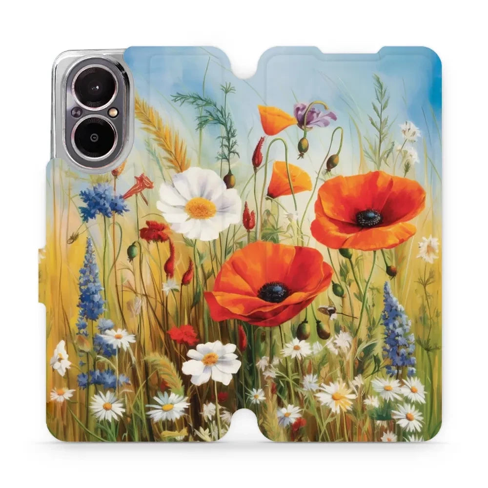 Handyhülle mit klappe für Realme C67 4G, Mobiwear Book, Wiesenblumen