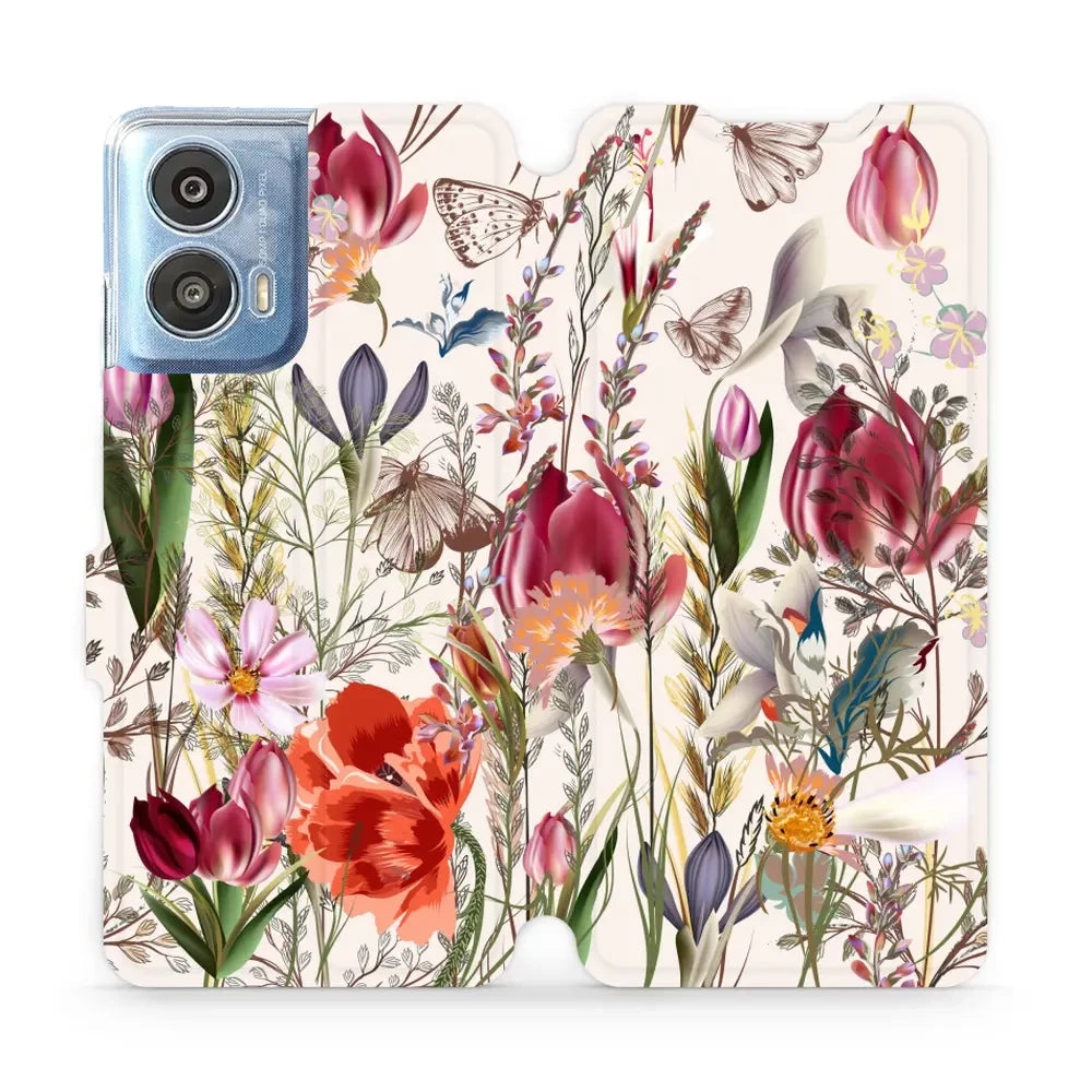 Handyhülle mit klappe für Motorola Moto G24, Mobiwear Book, Blumenstrauß