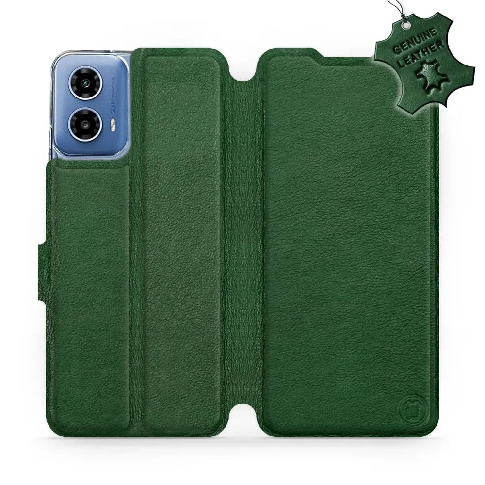 Echtleder Handyhülle für Motorola Moto G34 5G, Mobiwear Leather, Grün