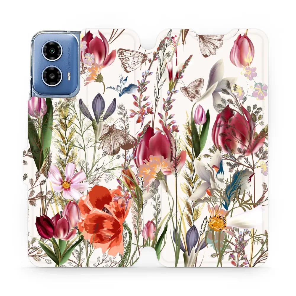 Handyhülle mit klappe für Motorola Moto G34 5G, Mobiwear Book, Blumenstrauß