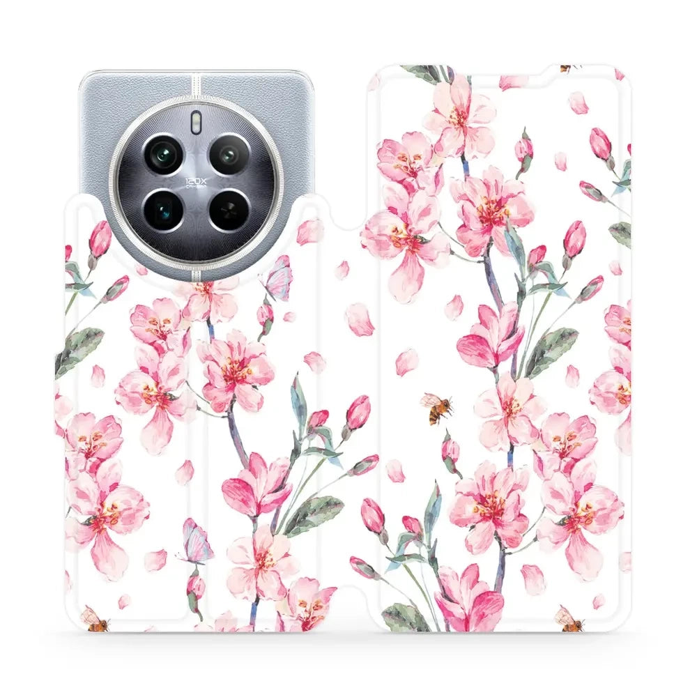 Handyhülle mit klappe für Realme 12 5G, Mobiwear Book, Rosa Frühling