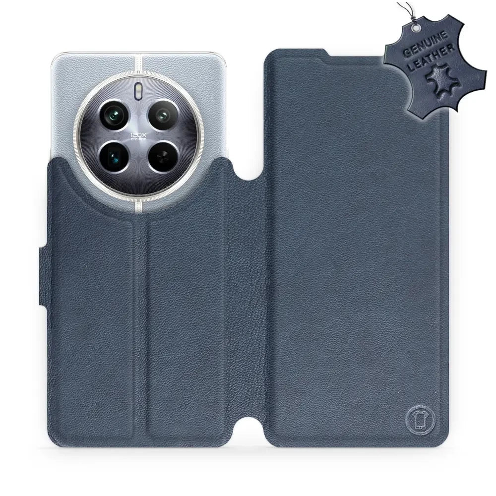 Echtleder Handyhülle für Realme 12 Pro, Mobiwear Leather, Dunkelblau