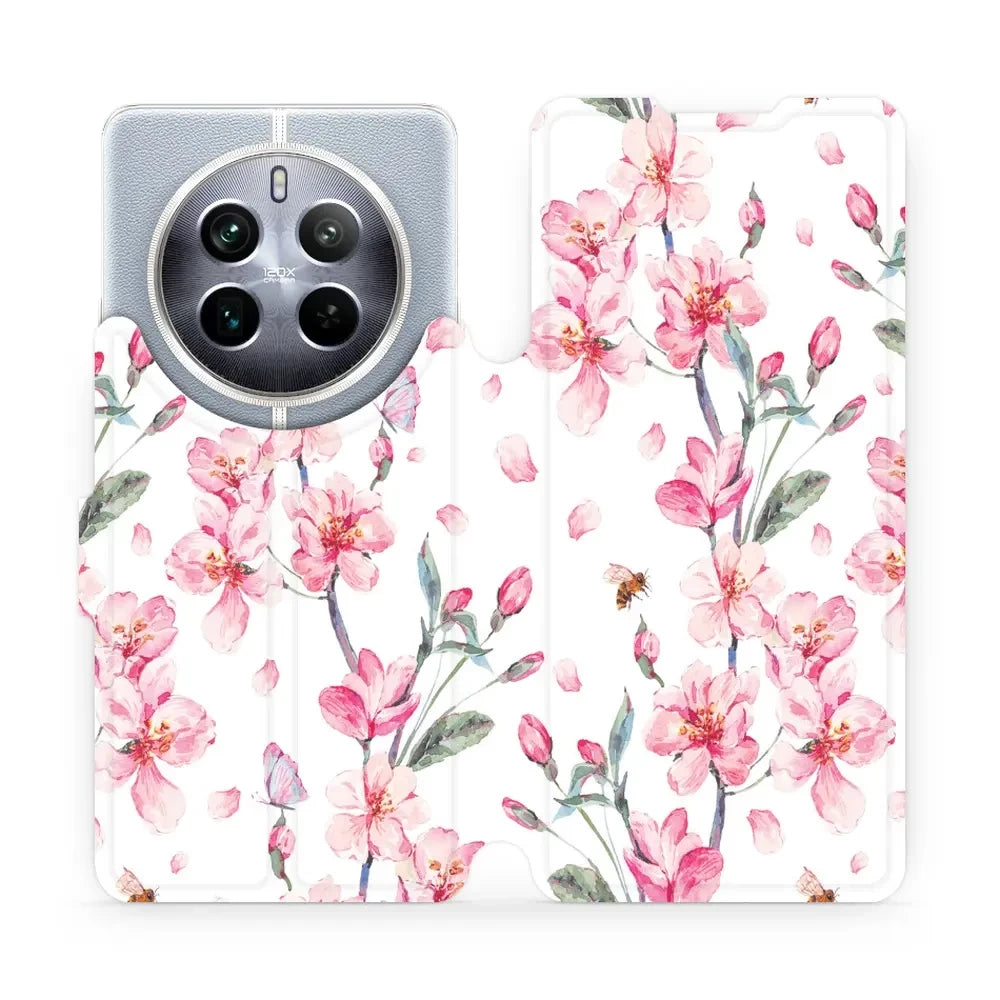 Handyhülle mit klappe für Realme 12 Pro Plus, Mobiwear Book, Rosa Frühling