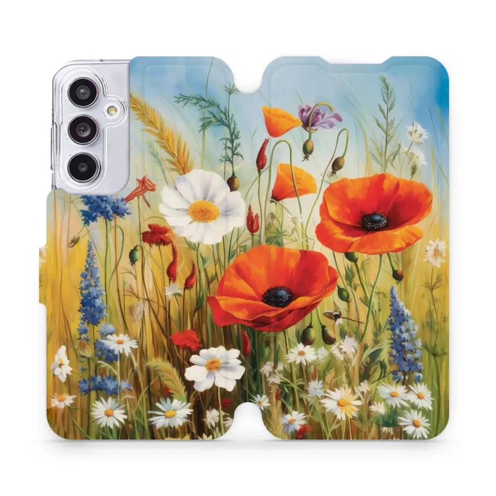 Handyhülle mit klappe für Galaxy A55 5G, Mobiwear Book, Wiesenblumen