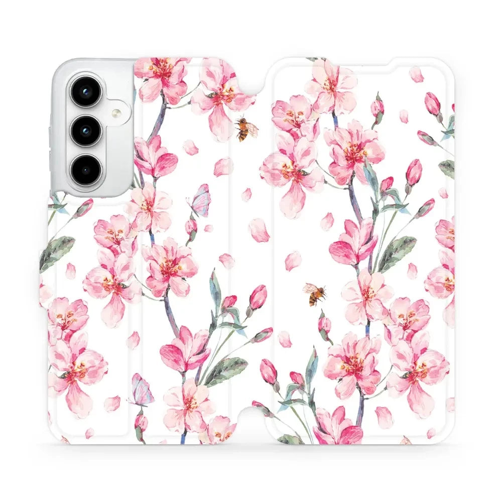 Handyhülle mit klappe für Galaxy A35 5G, Mobiwear Book, Rosa Frühling