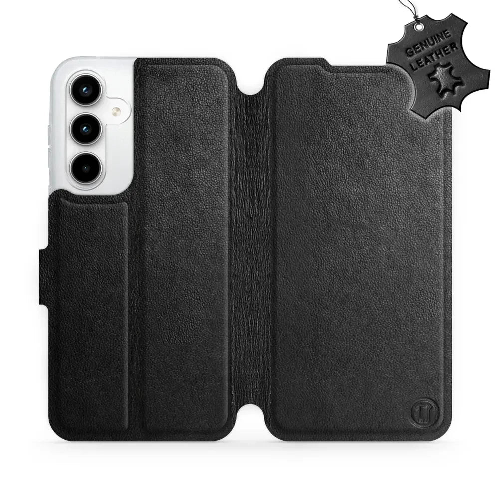 Echtleder Handyhülle für Galaxy A35 5G, Mobiwear Leather, Schwarz