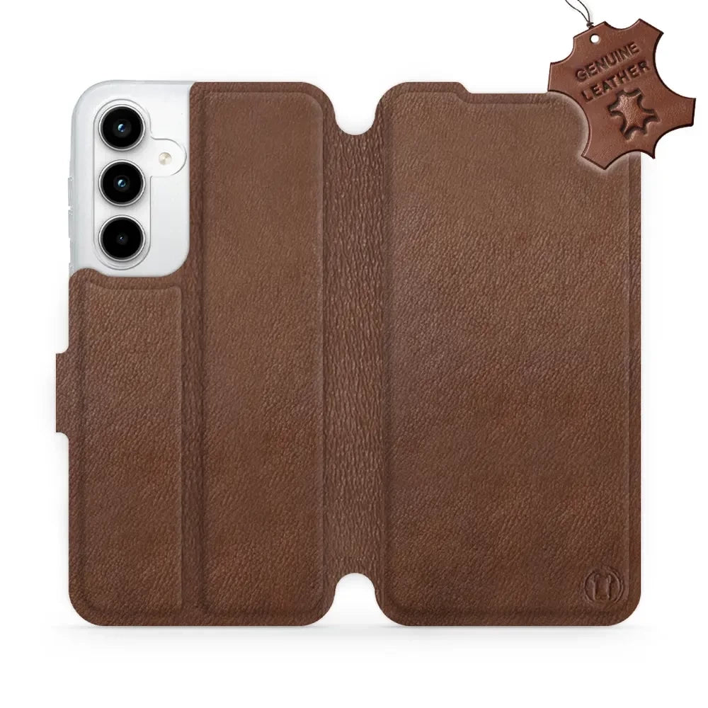 Echtleder Handyhülle für Galaxy A35 5G, Mobiwear Leather, Braun