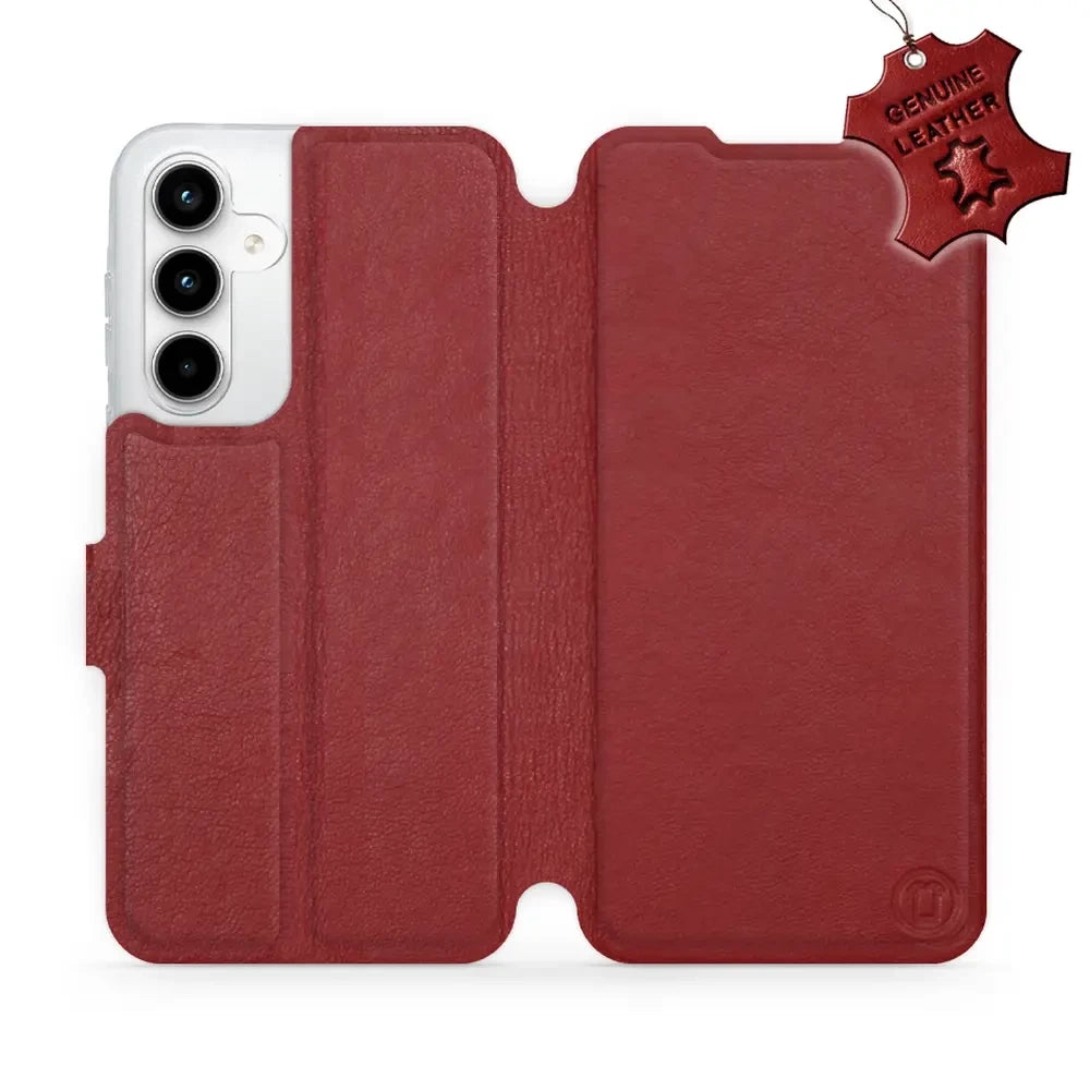 Echtleder Handyhülle für Galaxy A35 5G, Mobiwear Leather, Dunkelrot