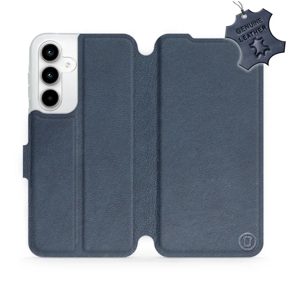 Echtleder Handyhülle für Galaxy A35 5G, Mobiwear Leather, Dunkelblau