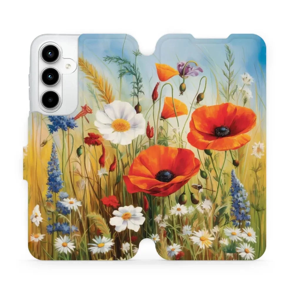 Handyhülle mit klappe für Galaxy A35 5G, Mobiwear Book, Wiesenblumen