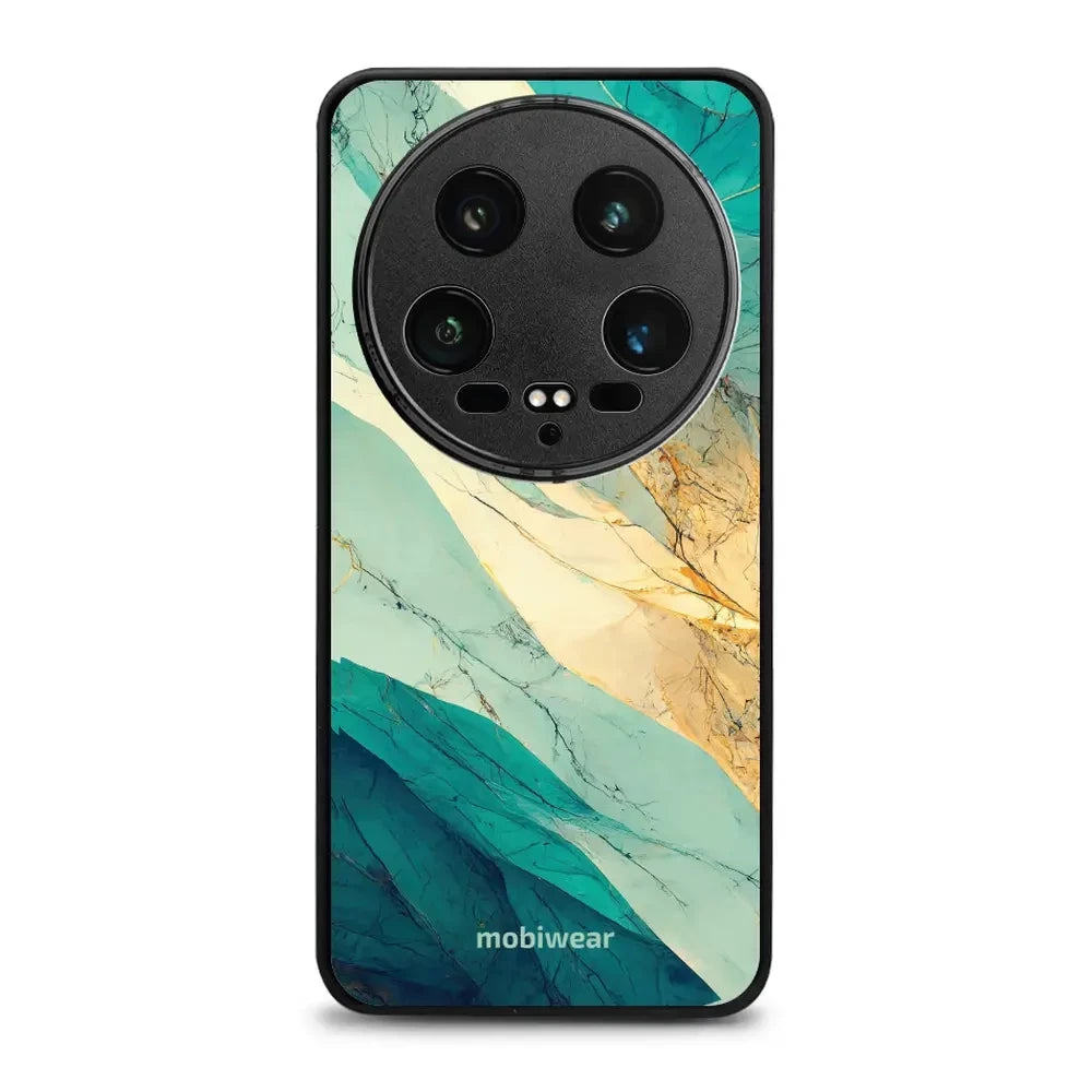 Handyhülle für Xiaomi 14 Ultra, Mobiwear Glossy Case, Türkis-Marmor