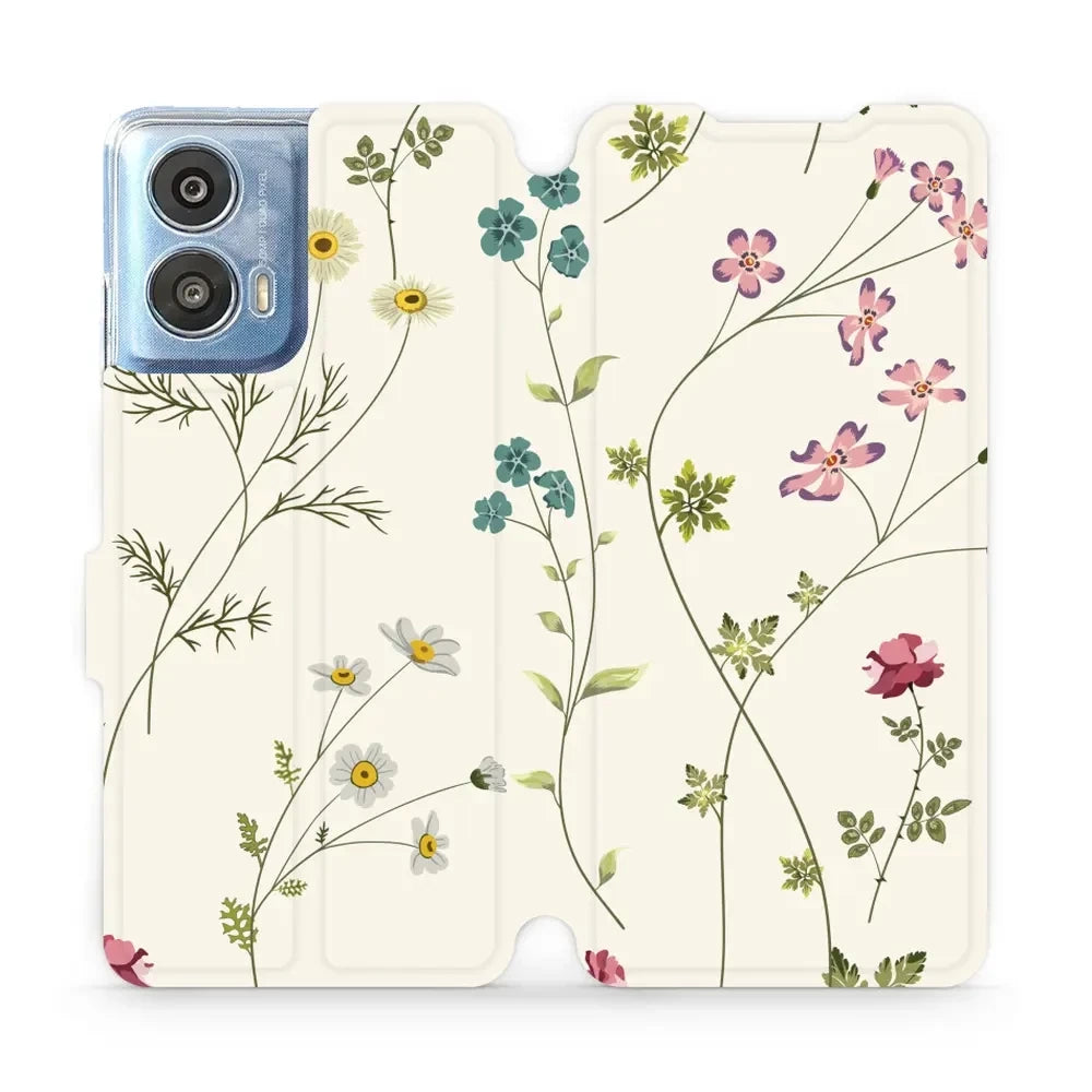 Handyhülle mit klappe für Motorola Moto G24 Power, Mobiwear Book, Feldblumen
