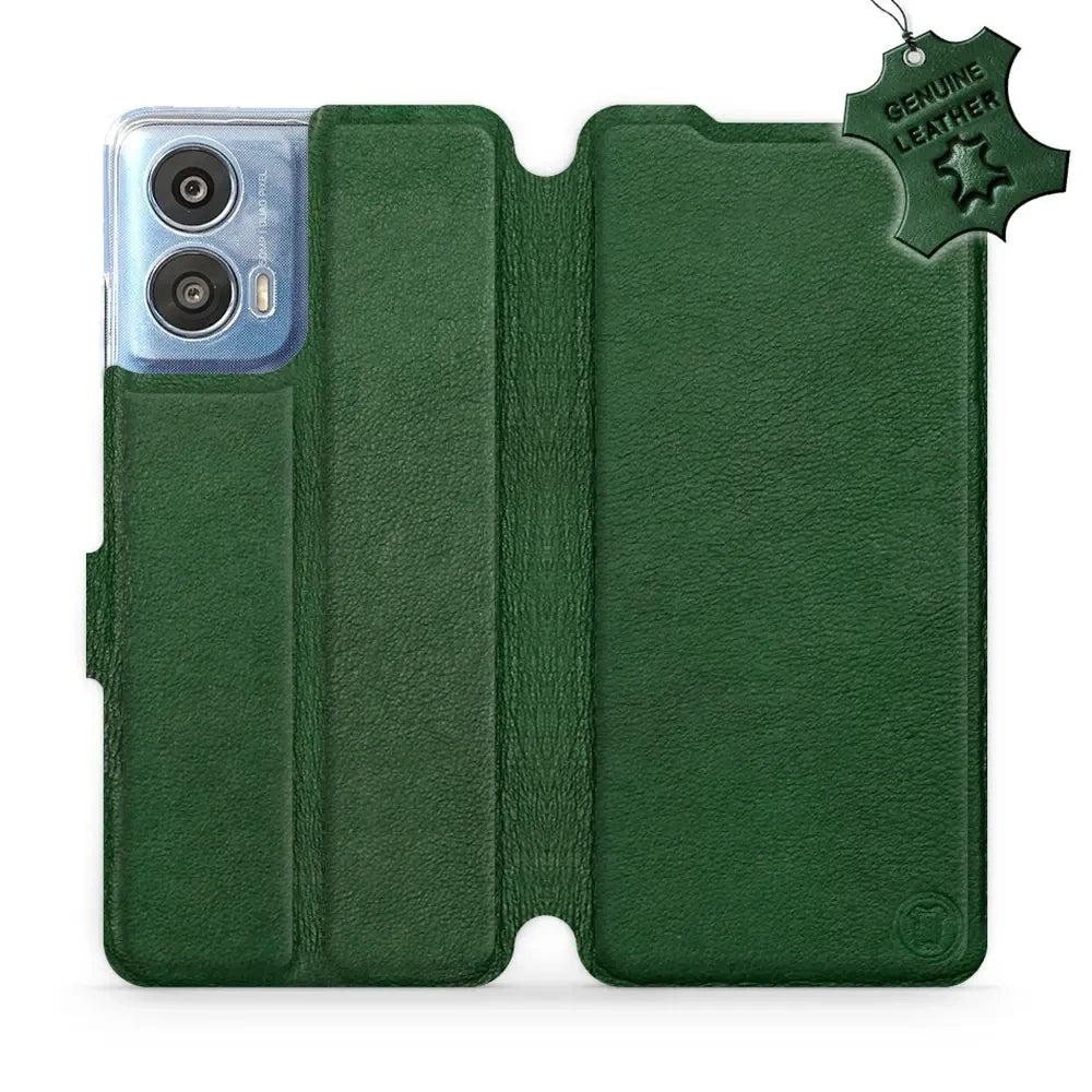 Echtleder Handyhülle für Motorola Moto G24 Power, Mobiwear Leather, Grün