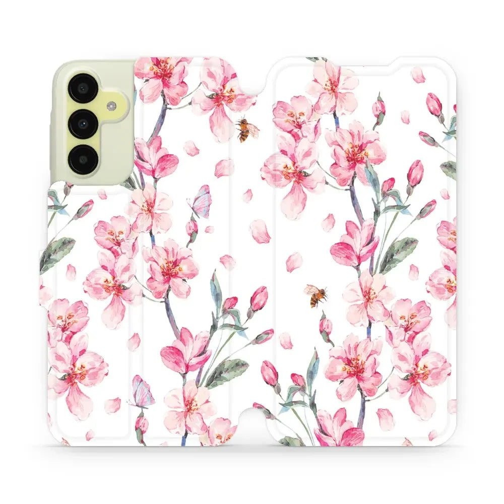 Handyhülle mit klappe für Galaxy M15 5G, Mobiwear Book, Rosa Frühling