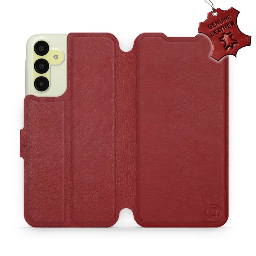 Echtleder Handyhülle für Galaxy M15 5G, Mobiwear Leather, Dunkelrot
