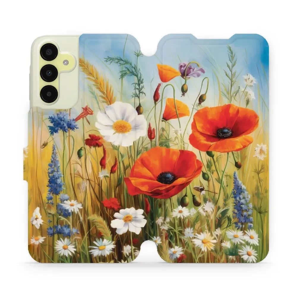 Handyhülle mit klappe für Galaxy M15 5G, Mobiwear Book, Wiesenblumen