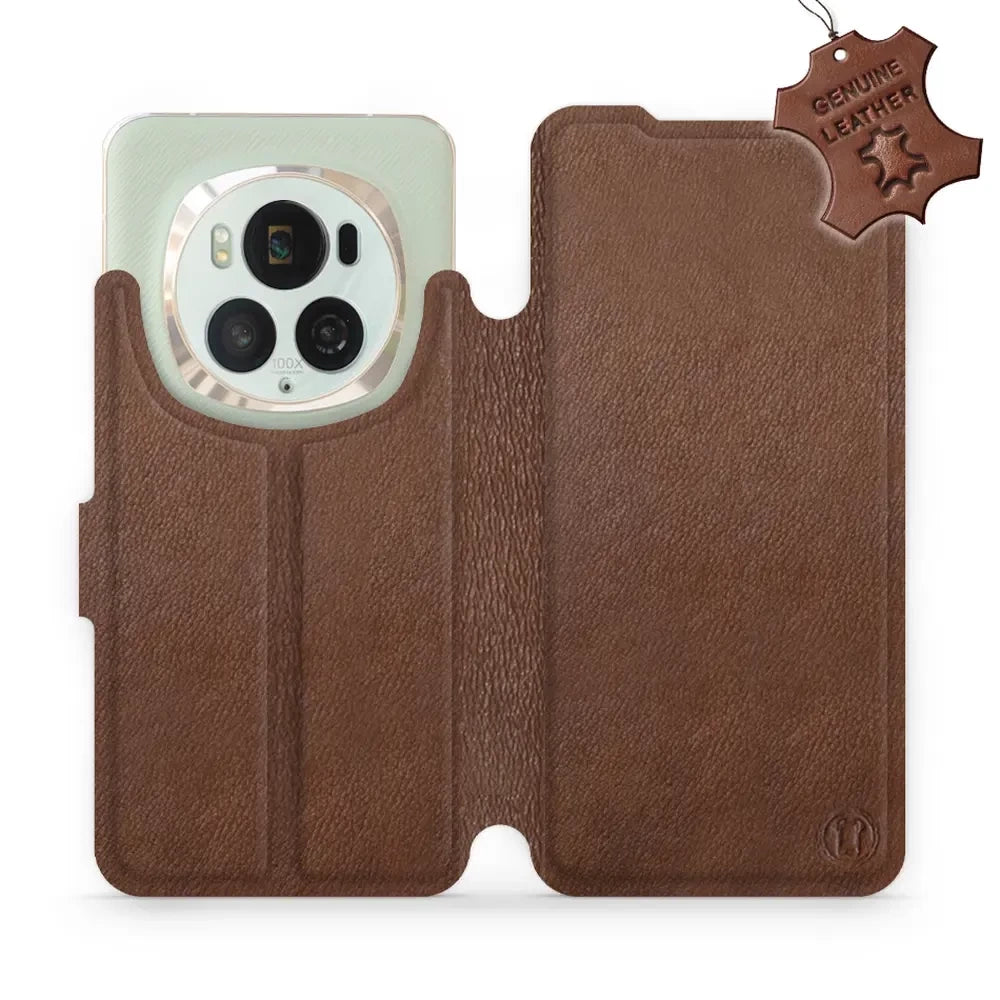 Echtleder Handyhülle für Honor Magic6 Pro, Mobiwear Leather, Braun