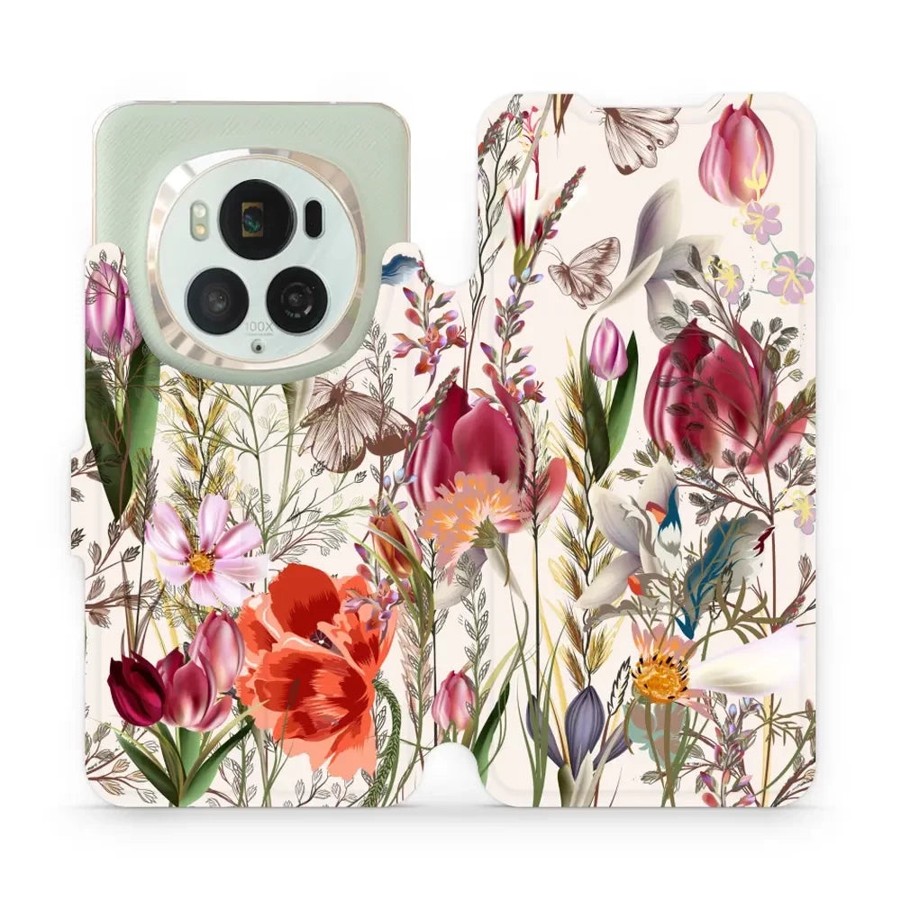 Handyhülle mit klappe für Honor Magic6 Pro, Mobiwear Book, Blumenstrauß
