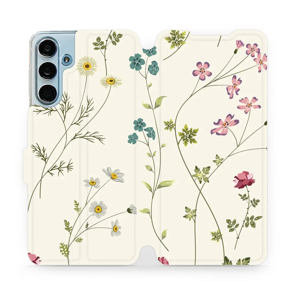 Handyhülle mit klappe für Galaxy M55 5G, Mobiwear Book, Feldblumen