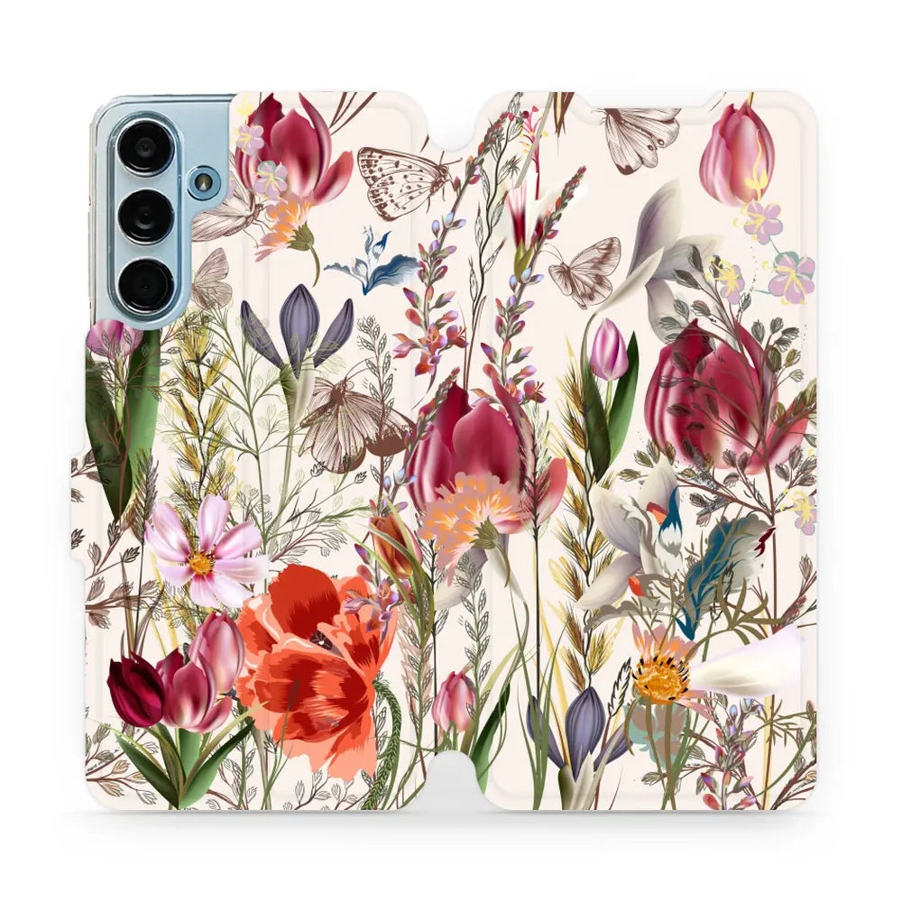 Handyhülle mit klappe für Galaxy M55 5G, Mobiwear Book, Blumenstrauß