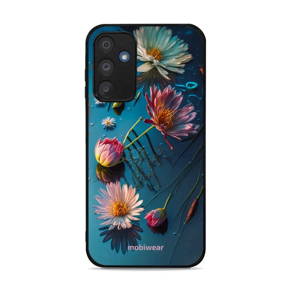 Handyhülle für Galaxy M15 5G, Mobiwear Glossy Case, Blau-Blumig