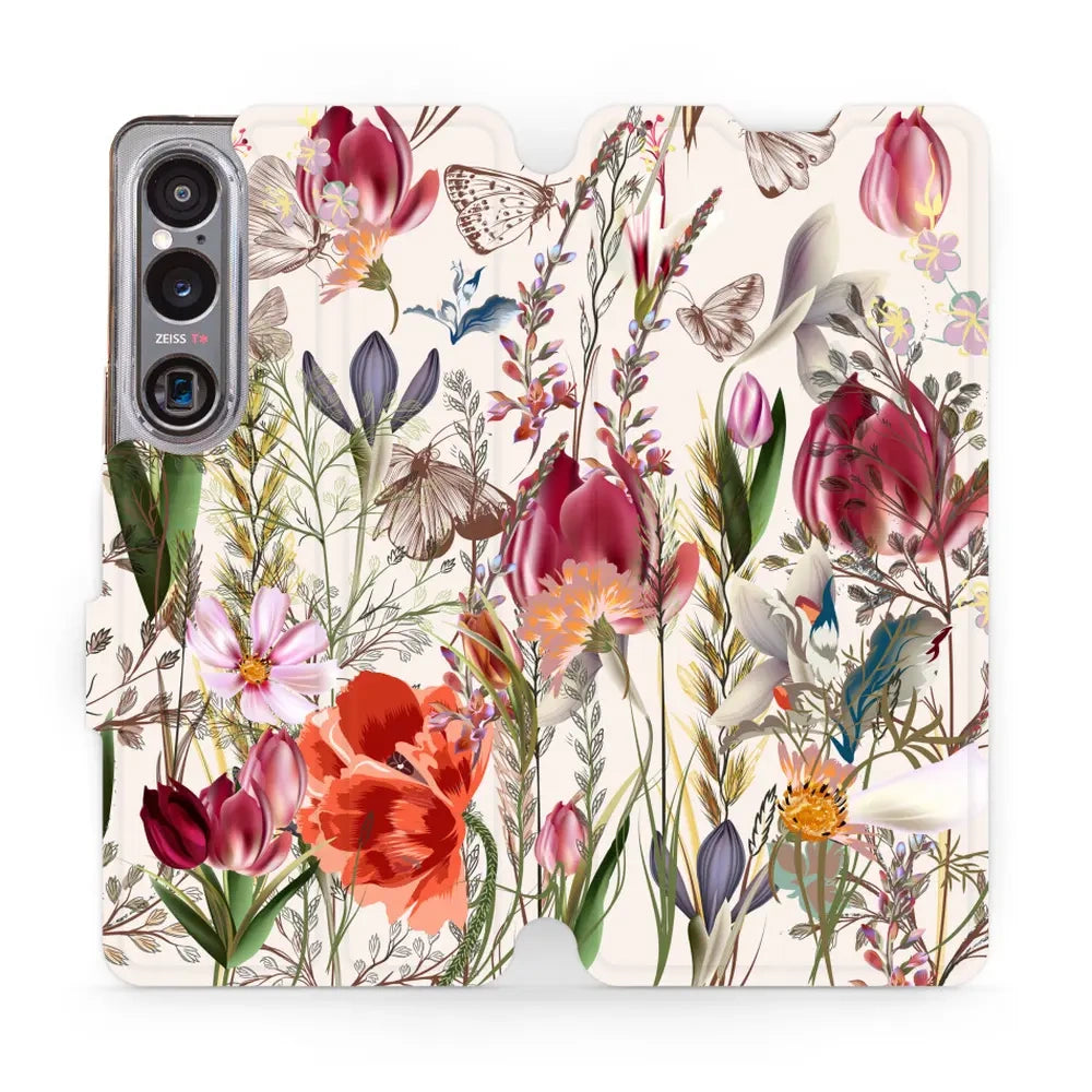 Handyhülle mit klappe für Sony Xperia 1 VI, Mobiwear Book, Blumenstrauß