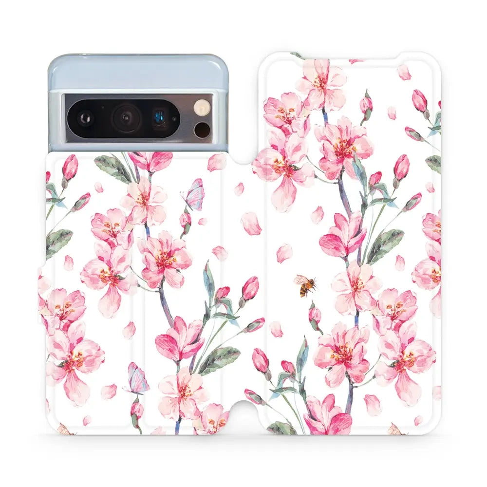 Handyhülle mit klappe für Google Pixel 8 Pro, Mobiwear Book, Rosa Frühling