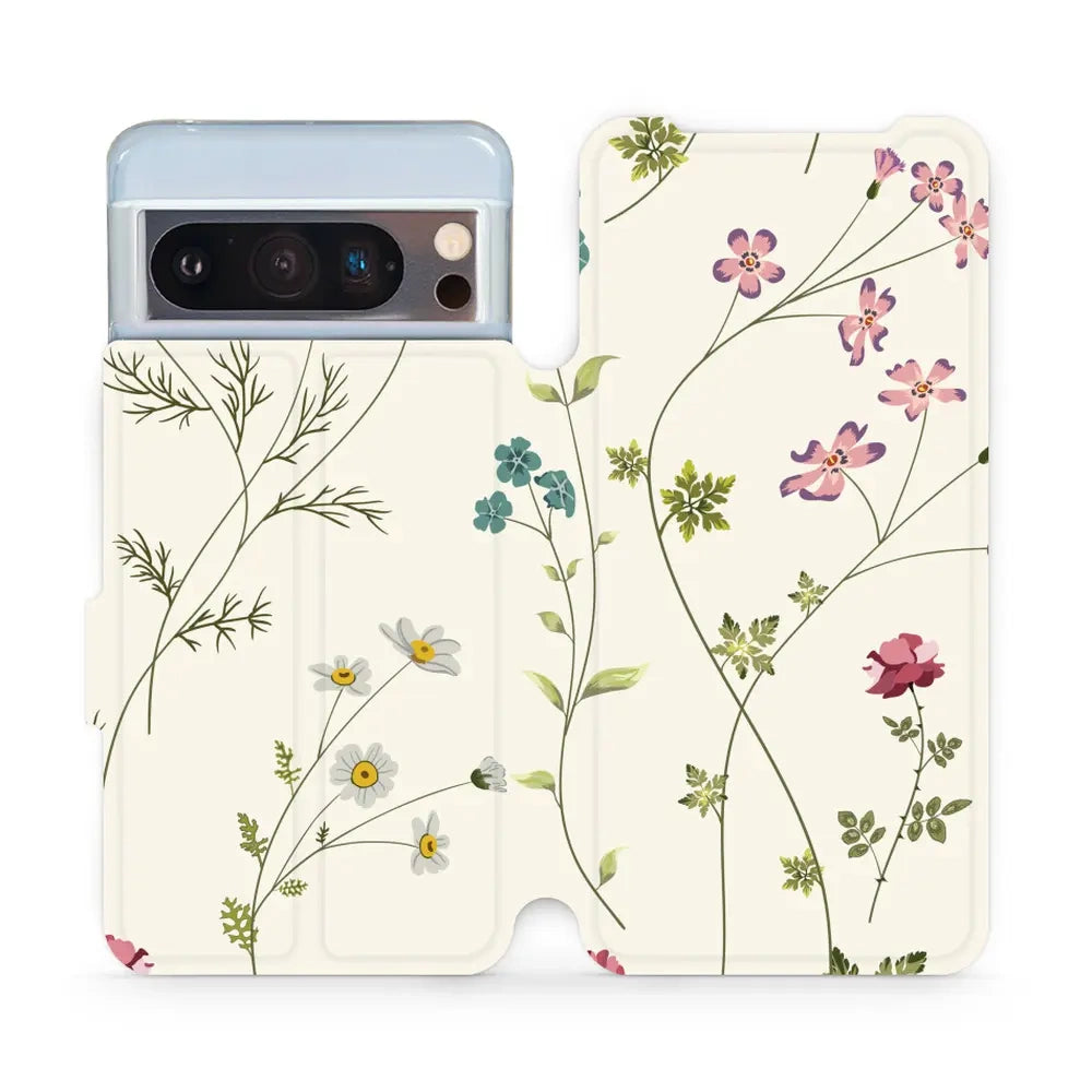 Handyhülle mit klappe für Google Pixel 8 Pro, Mobiwear Book, Feldblumen