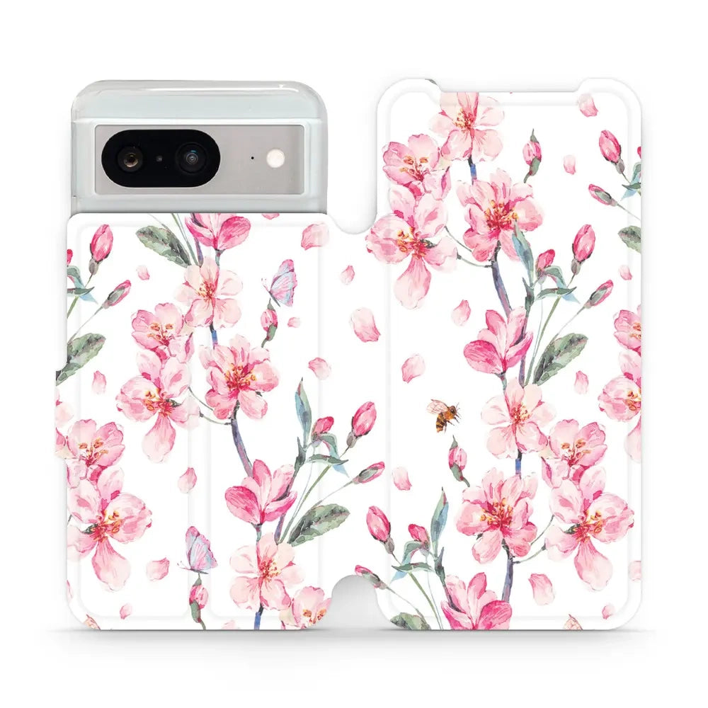 Handyhülle mit klappe für Google Pixel 8, Mobiwear Book, Rosa Frühling