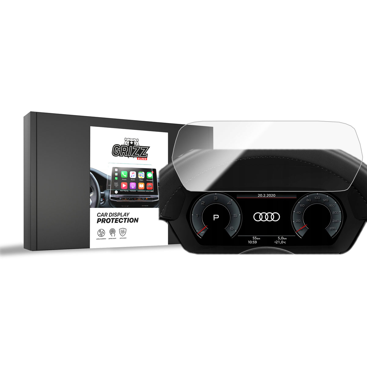 Keramische Autodisplayfolie für Audi RS3 8Y Virtual Cockpit Plus 12,3" (2020-2026), Grizz Protector