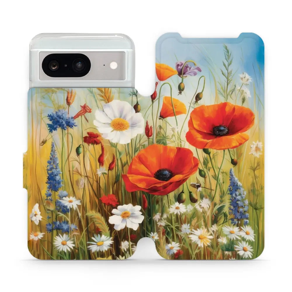 Handyhülle mit klappe für Google Pixel 8, Mobiwear Book, Wiesenblumen
