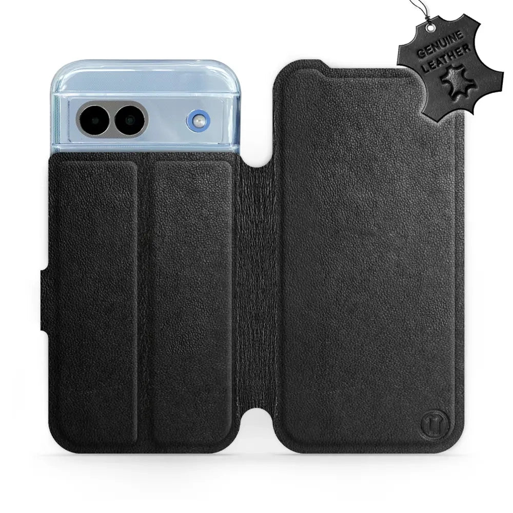 Echtleder Handyhülle für Google Pixel 8a, Mobiwear Leather, Schwarz