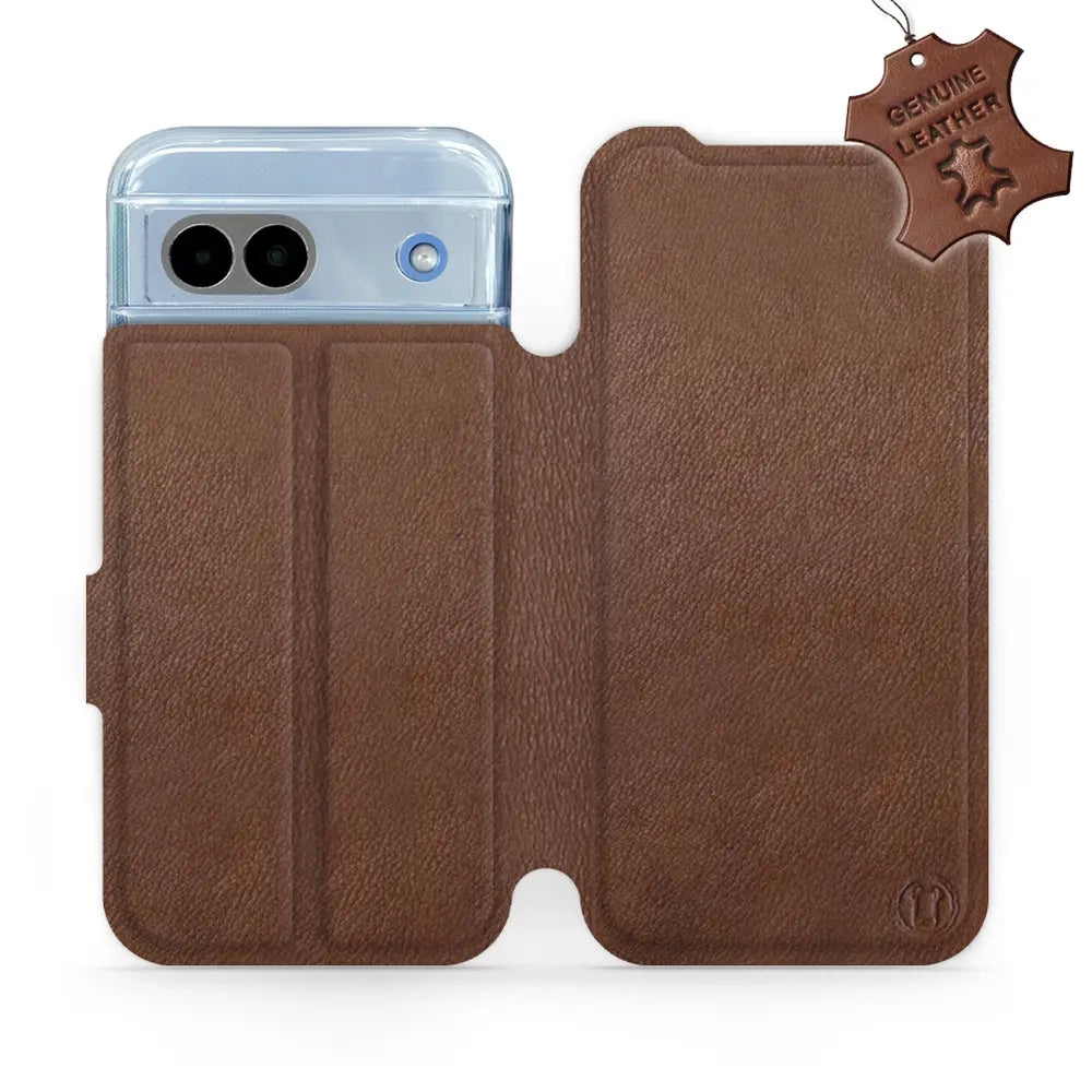 Echtleder Handyhülle für Google Pixel 8a, Mobiwear Leather, Braun