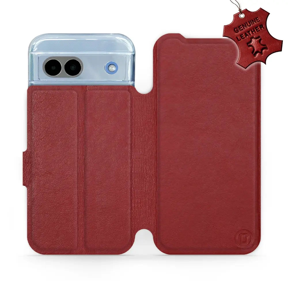 Echtleder Handyhülle für Google Pixel 8a, Mobiwear Leather, Dunkelrot