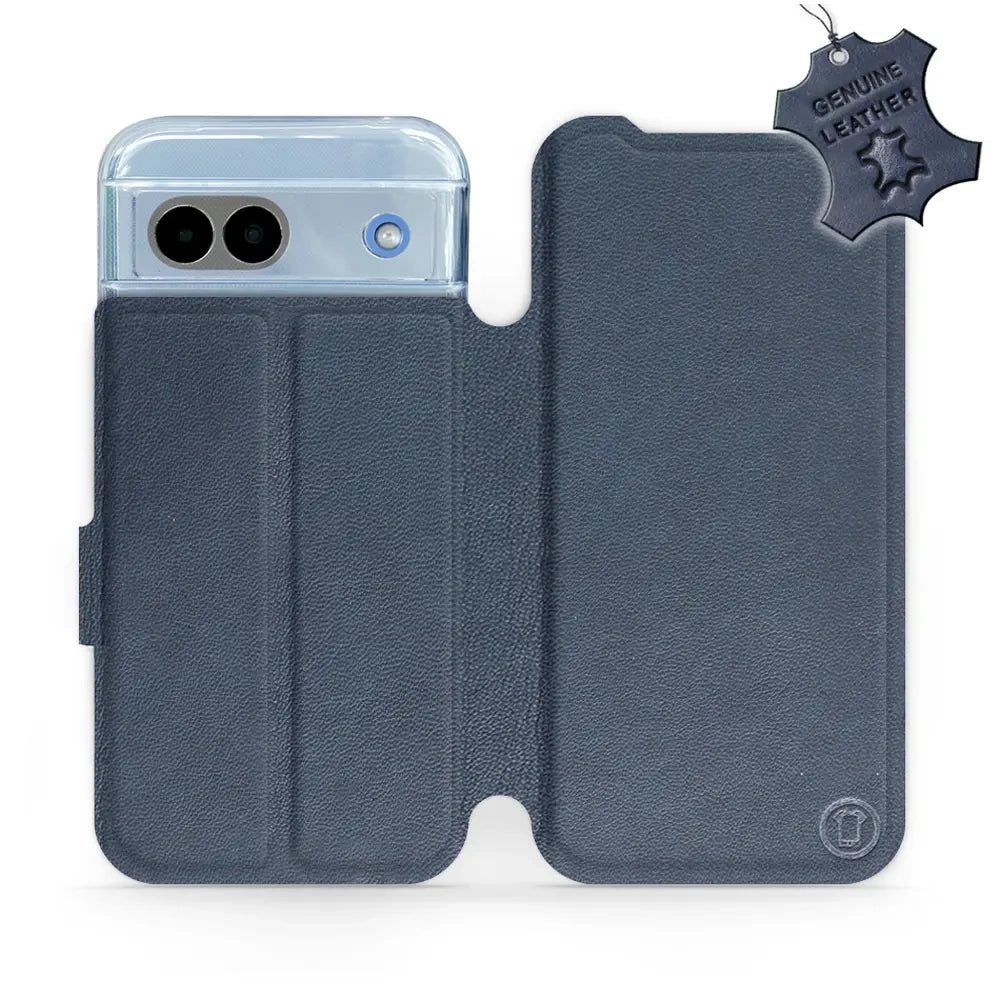 Echtleder Handyhülle für Google Pixel 8a, Mobiwear Leather, Dunkelblau