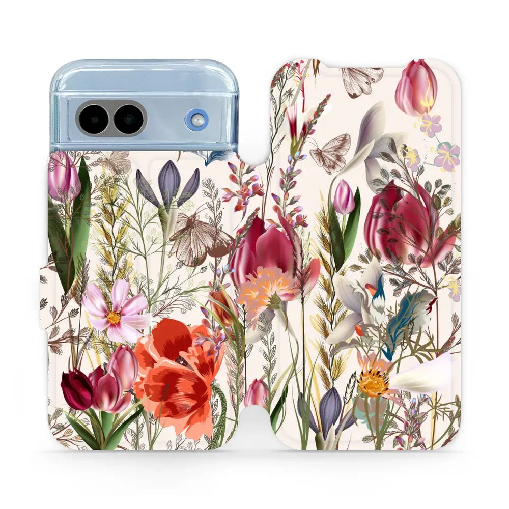 Handyhülle mit klappe für Google Pixel 8a, Mobiwear Book, Blumenstrauß