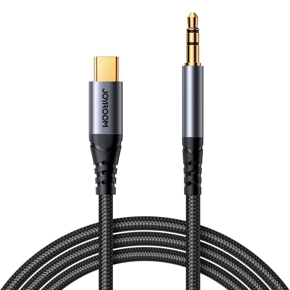 Audiokabel Mini-jack AUX 3,5 mm zu USB-C, Joyroom SY-A07, 1,2m, Schwarz