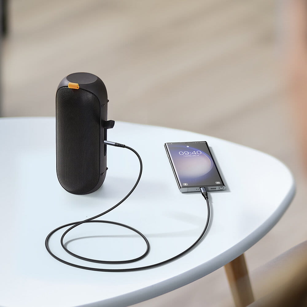 Audiokabel Mini-jack AUX 3,5 mm zu USB-C, Joyroom SY-A07, 1,2m, Schwarz