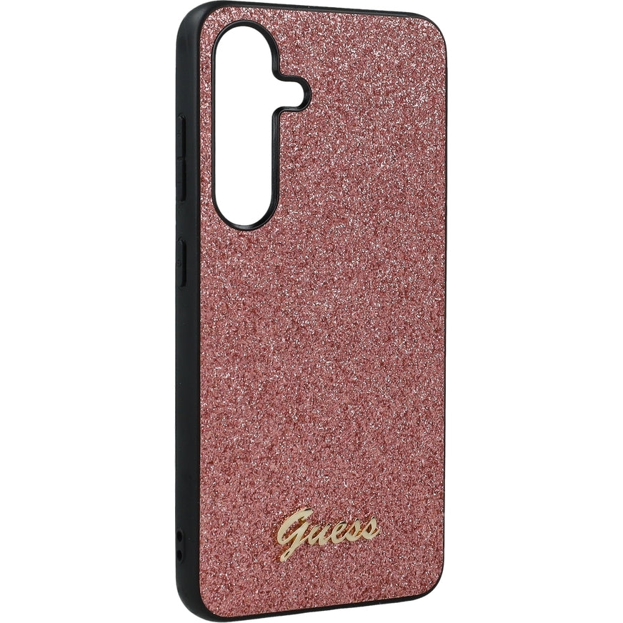 Handyhülle für Galaxy S24, Guess HardCase Glitter Script, Rosa