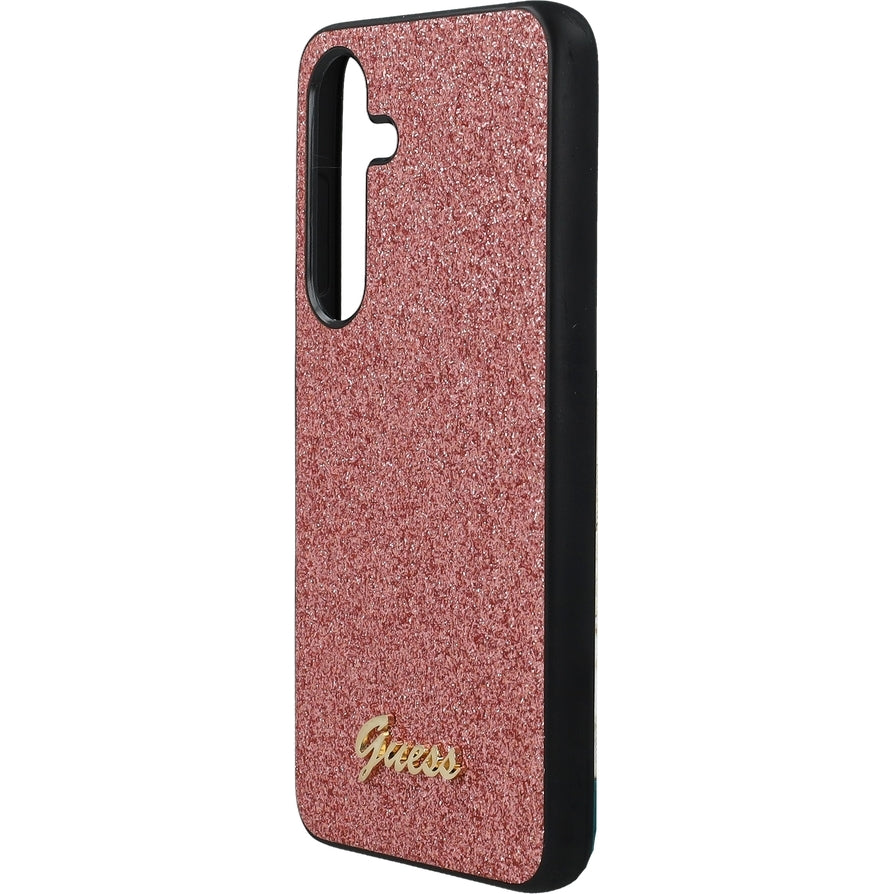 Handyhülle für Galaxy S24, Guess HardCase Glitter Script, Rosa