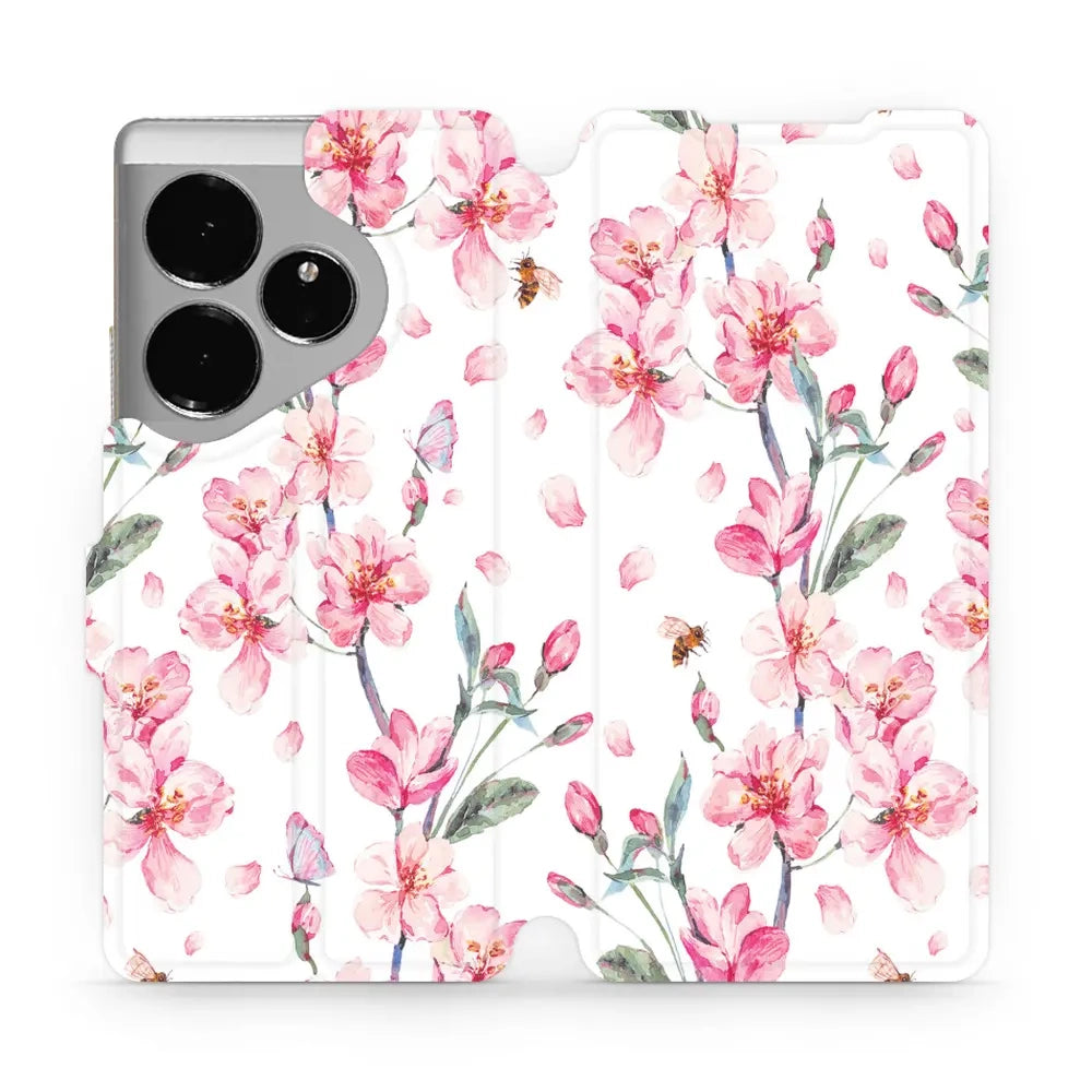 Handyhülle mit klappe für Realme GT 6, Mobiwear Book, Rosa Frühling