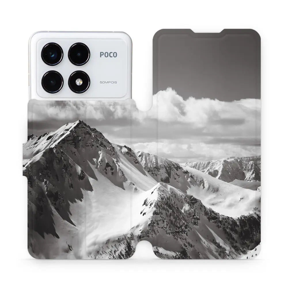 Handyhülle mit klappe für Xiaomi Poco F6 Pro, Mobiwear Book, Berggipfel