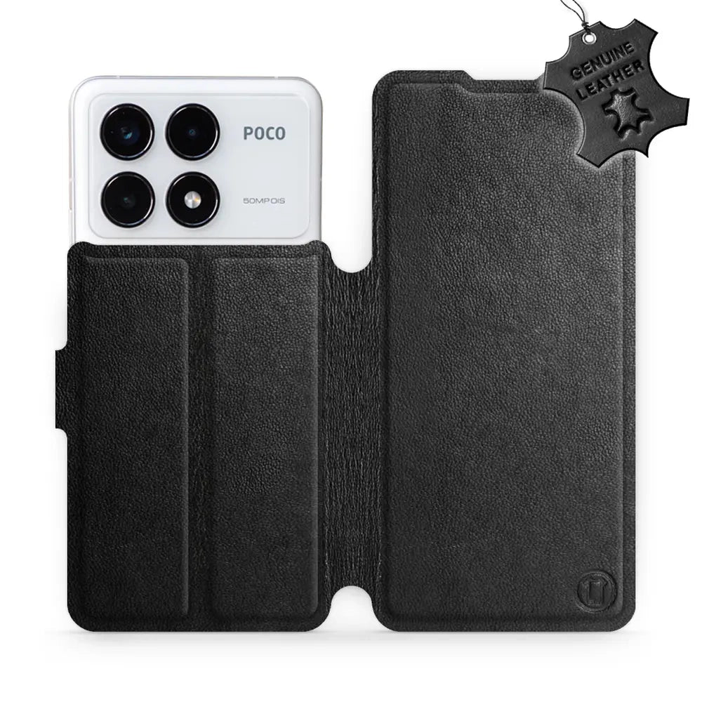 Echtleder Handyhülle für Xiaomi Poco F6 Pro, Mobiwear Leather, Schwarz