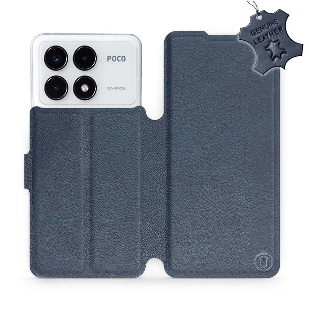 Echtleder Handyhülle für Xiaomi Poco F6 Pro, Mobiwear Leather, Dunkelblau