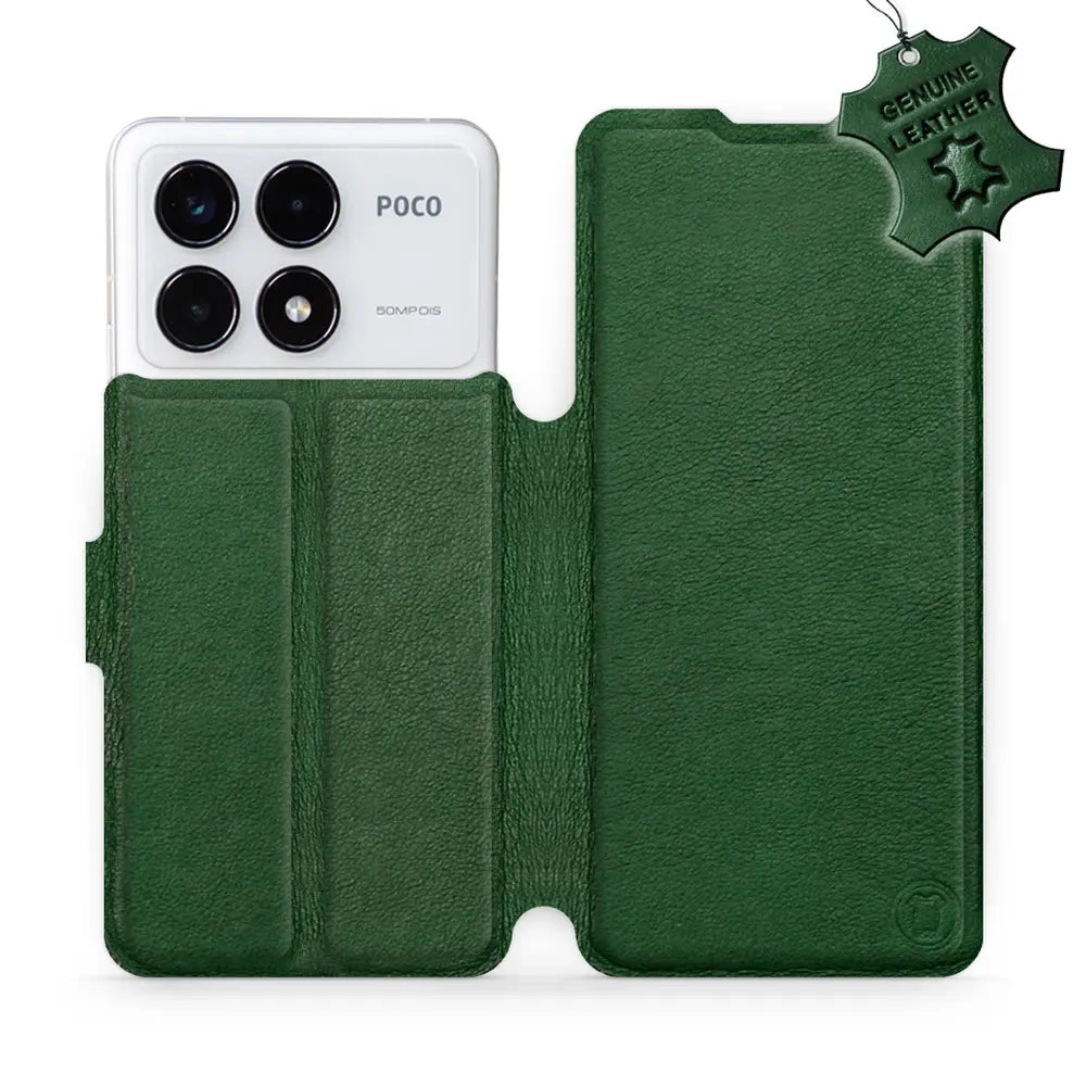 Echtleder Handyhülle für Xiaomi Poco F6 Pro, Mobiwear Leather, Grün