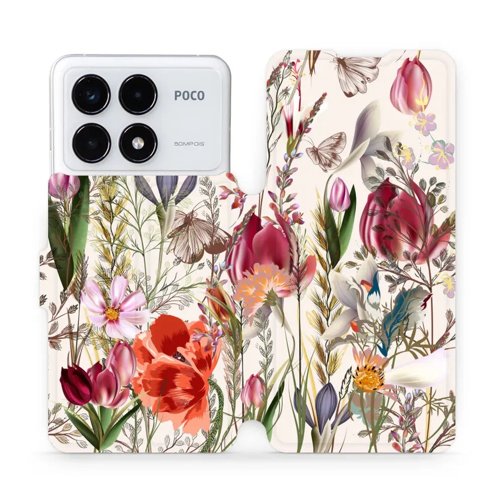 Handyhülle mit klappe für Xiaomi Poco F6 Pro, Mobiwear Book, Blumenstrauß