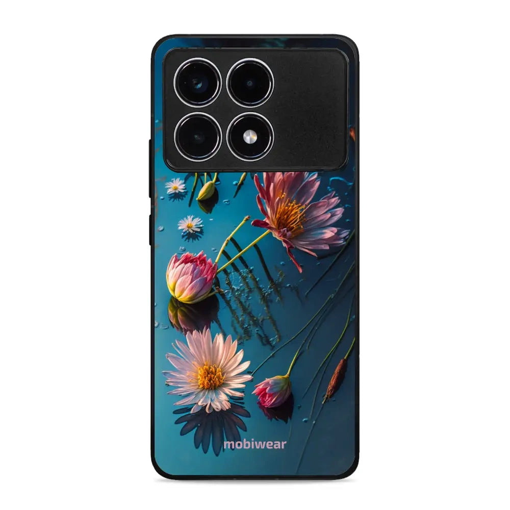 Handyhülle für Xiaomi Poco F6 Pro, Mobiwear Glossy Case, Blau-Blumig