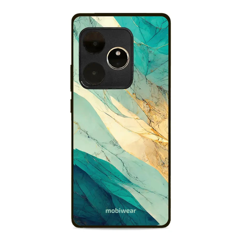 Handyhülle für Realme GT 6, Mobiwear Glossy Case, Türkis-Marmor