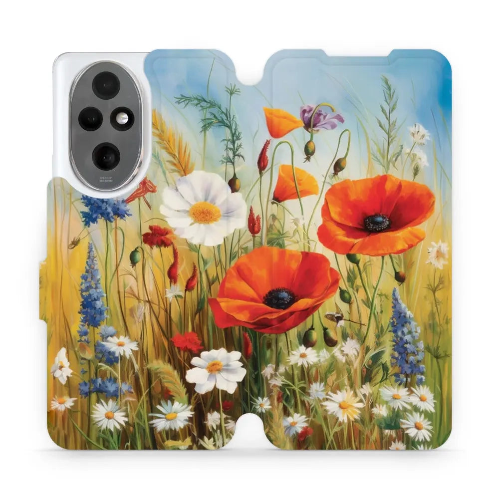 Handyhülle mit klappe für Honor 200, Mobiwear Book, Wiesenblumen