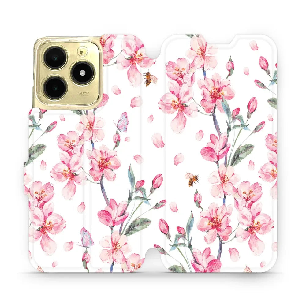 Handyhülle mit klappe für Realme C61, Mobiwear Book, Rosa Frühling